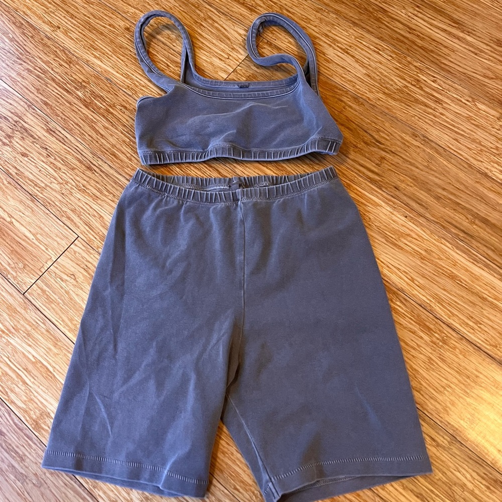 SKIMS Outdoor Sports Bra and Bike Short in Espresso